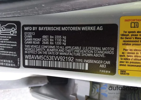 2014 BMW X1 xDrive35I z USA, uszkodzony, nr VIN WBAVM5C53EVV92192